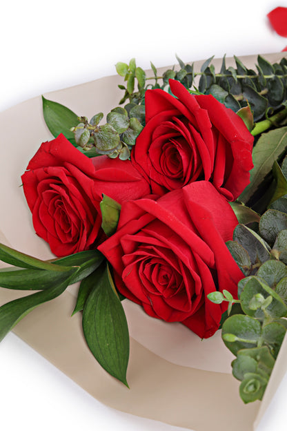 Bouquet de 3 rosas rojas/rosadas